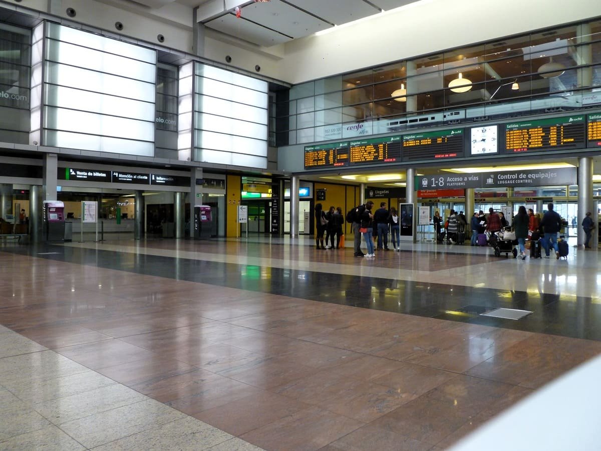 Arrival hall at Malaga Train Station with driver meeting point