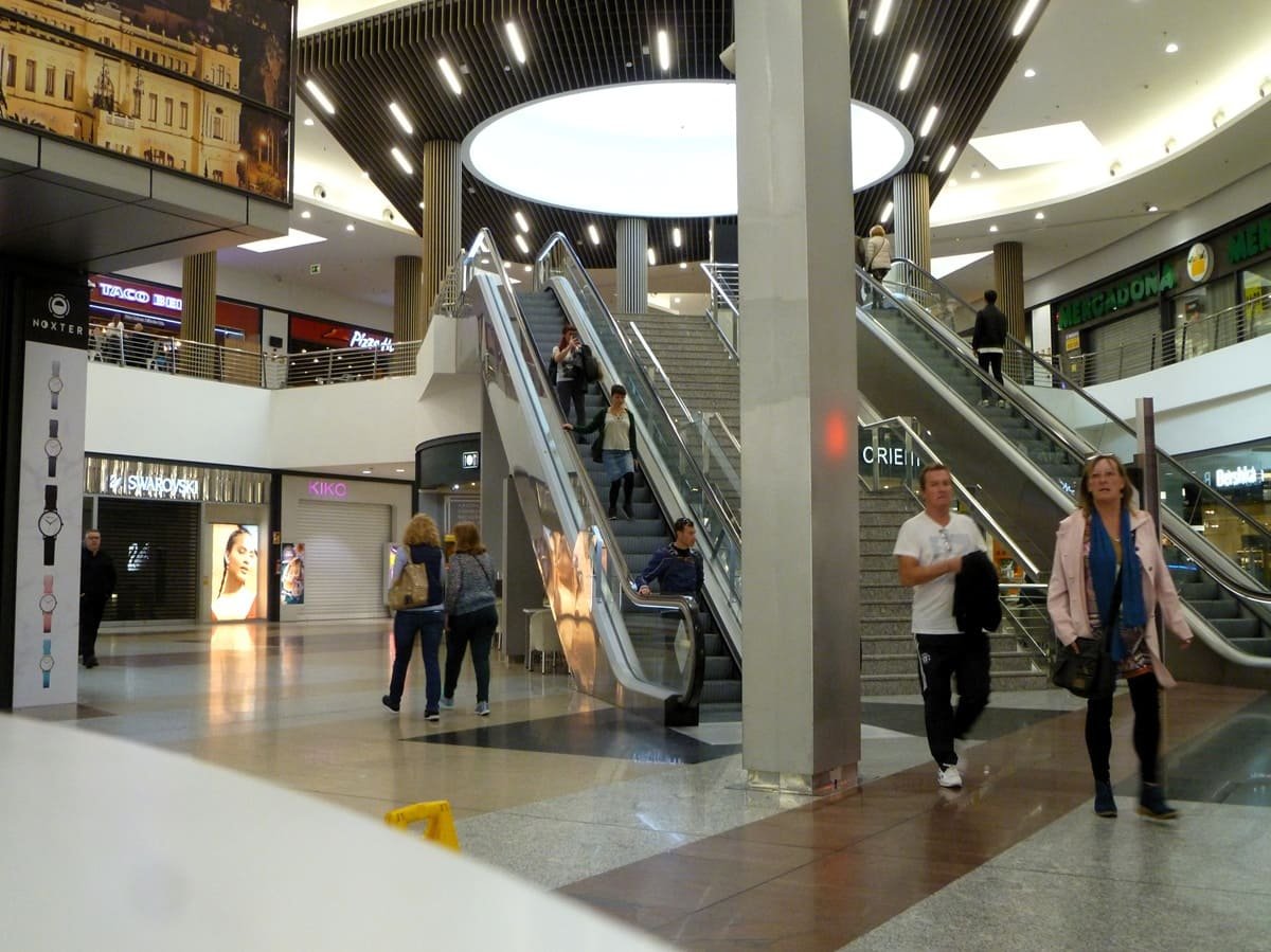 Main entrance of Malaga Train Station with taxis available