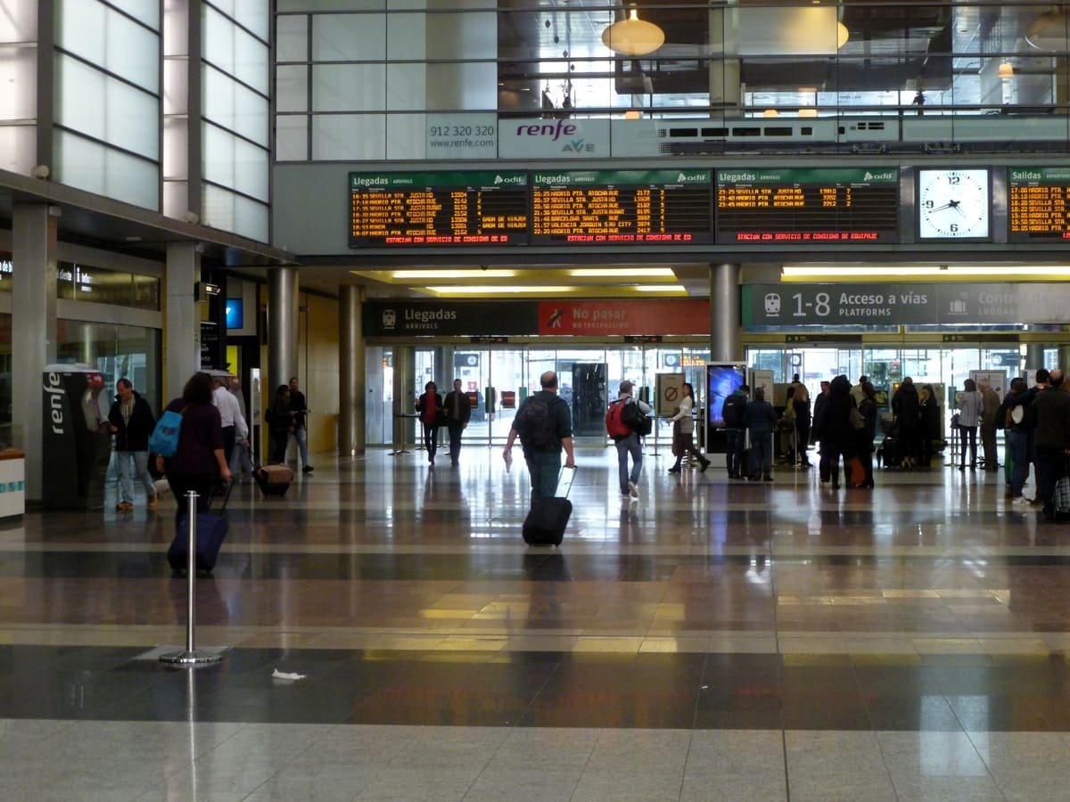 Taxi meeting point outside Malaga Train Station arrivals exit